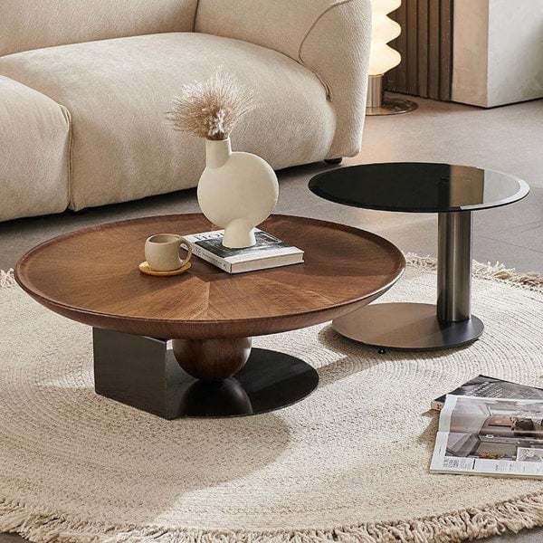 Ian Round Coffee Table Set, Solid Wood-Weilai Concept-Weilai Concept