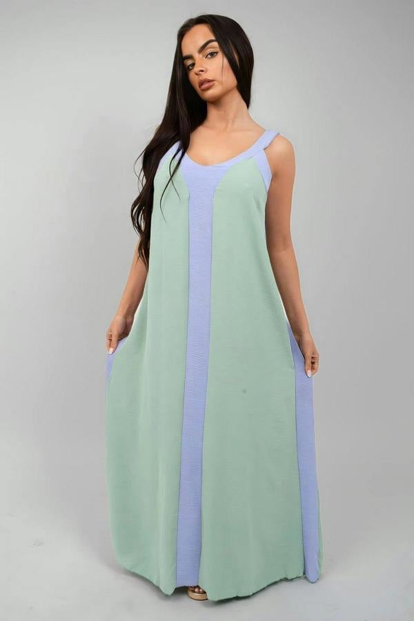 Bianca Two-tone Sleeveless Cami Maxi Dress - Lilac