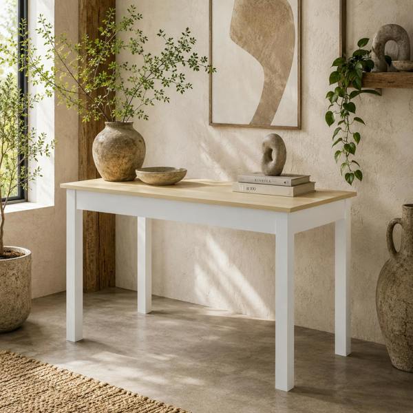 Wyld Haus Rive Wooden Oak Dining Table Seating 4 To 6 With Thick Legs