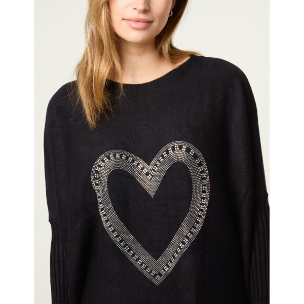 Blue Vanilla Heart Diamante Oversized Jumper