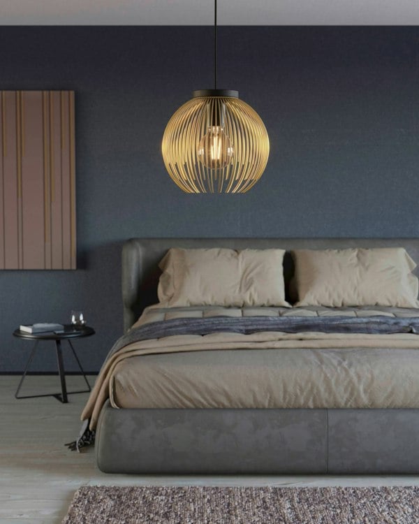 EGLO Venezuela Spherical Gold And Black Single Pendant Light