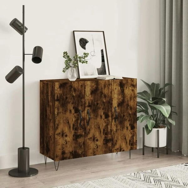 Berkfield Sideboard Smoked Oak 90x34x80 cm Engineered Wood