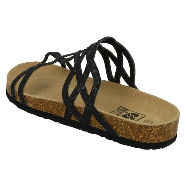 Down to Earth Ladies Down To Earth Cork Effect Glitter Sandals