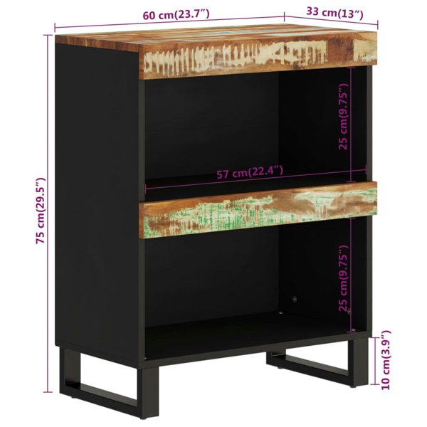 Berkfield Side Cabinet 60x33x75 cm Solid Wood Reclaimed
