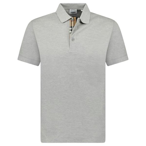 Burberry Mens Hartford Check Polo Shirt - Pale Grey Melange