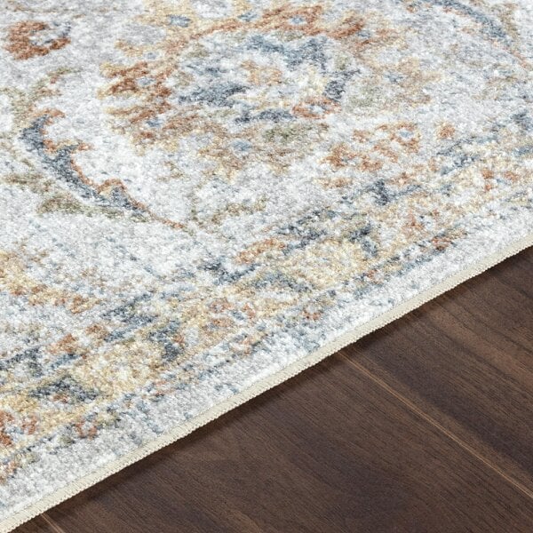 Livabliss Lillian LLL2327 Washable Grey Yellow Blue Traditional Vintage Boho Rug