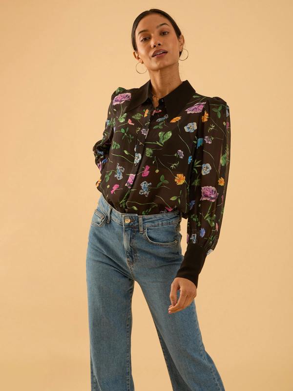 Rose & Nancy Flora Black Floral Print Shirt