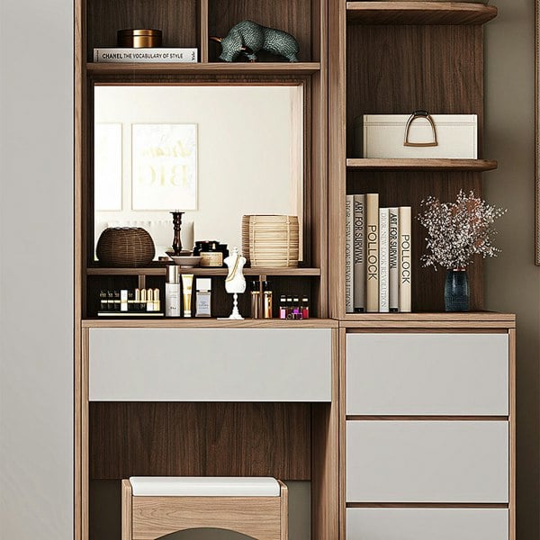 Bianchi Corner Wardrobe, L Shape Wardrobe With Dressing Table-Rit Concept-Rit Concept