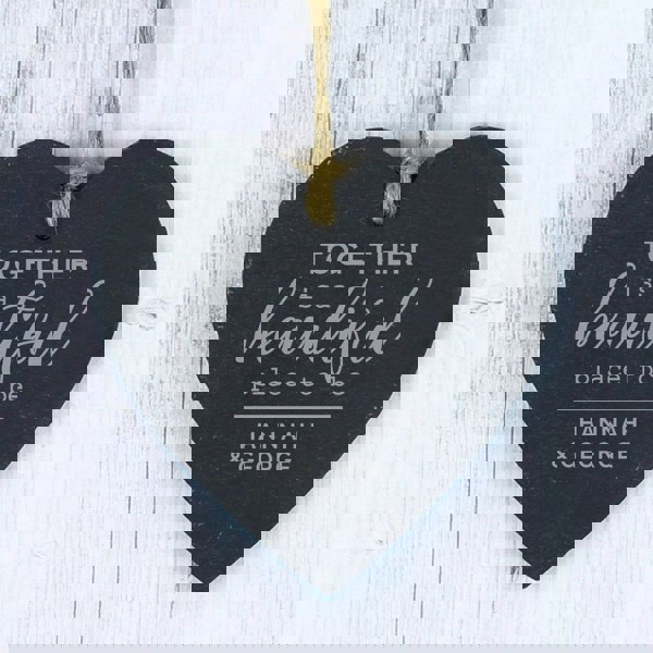 Personalised Memento Company Personalised Together Slate Heart Decoration