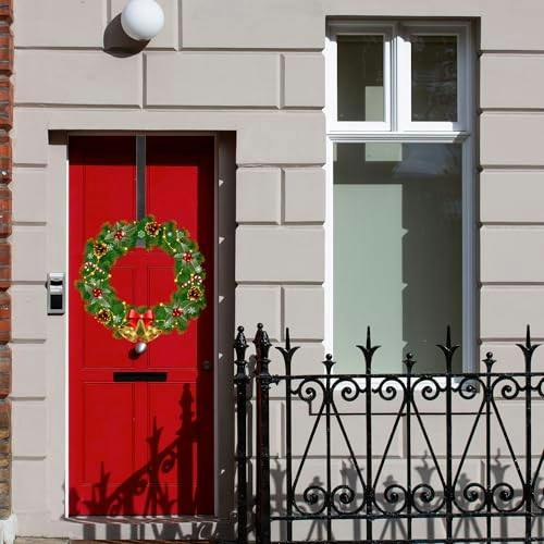 Shatchi 38cm Black Metal Wreath Hanger for Door Displays and Year-Round Home Organisation
