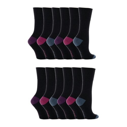 Gentle Grip 12 Pairs Ladies Cotton Rich Everyday Socks Gentle Grip Soft Top Comfort Socks - 4-8 UK - GG11