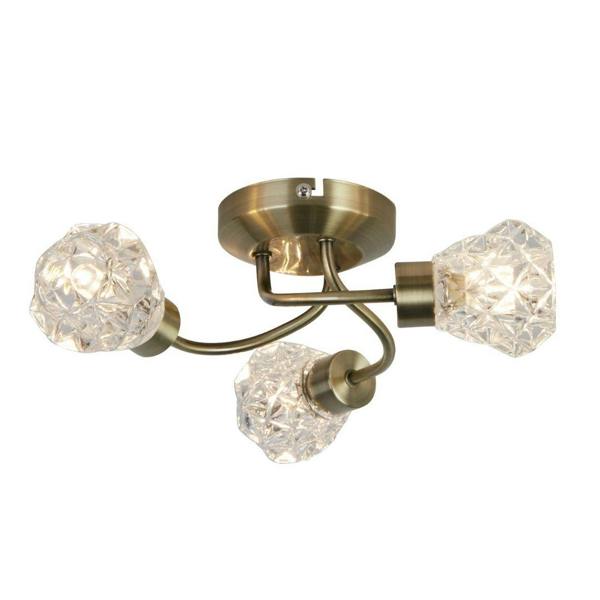 Pagazzi Lighting Dodo 3 Light Antique Brass Flush Ceiling Light