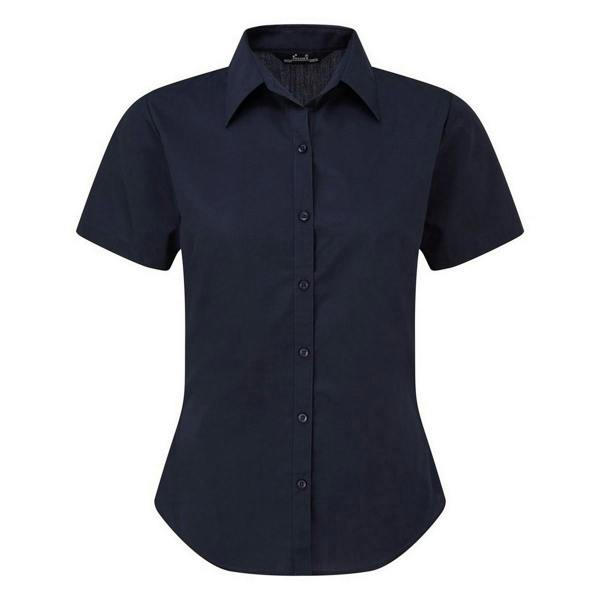 Premier Short Sleeve Poplin Blouse / Plain Work Shirt - Navy