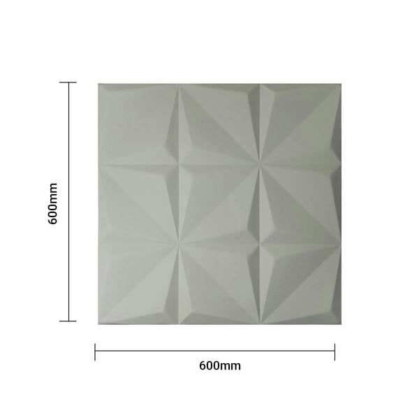 ENER-J Artistic 3D Geometric Relief PU Leather Wall Panels - 60x60cm, 20mm Thickness Size: 600 x 600 mm (Pack of 4)