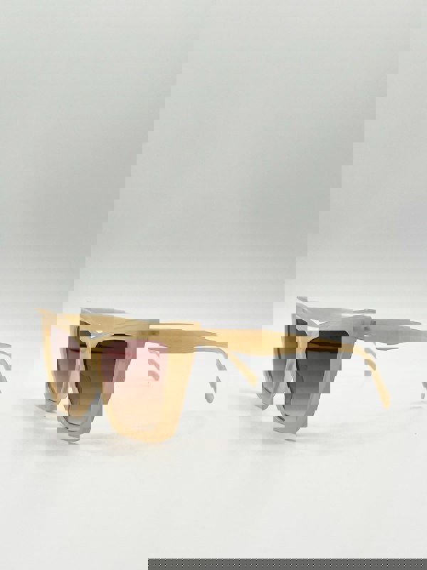 SVNX Oversized angular cateye sunglasses in Mocha