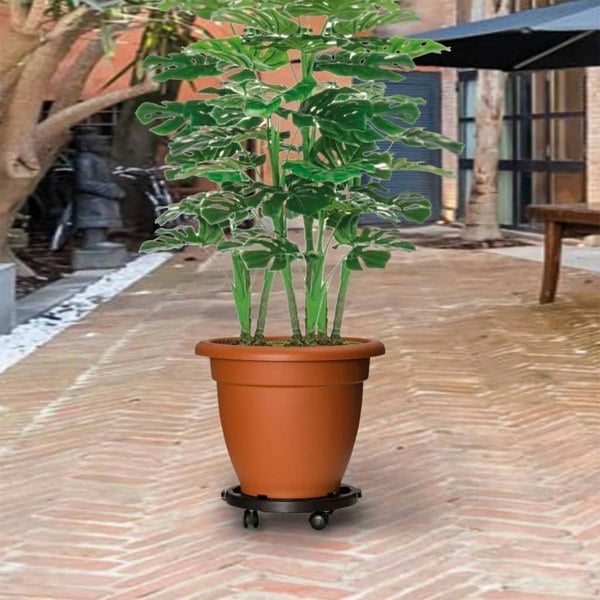 Berkfield Plant Trolley with Wheels Diameter 30 cm Black 170 kg