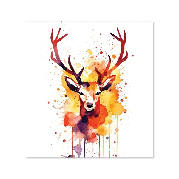 Warren Reed - Designer Watercolour Stag Face Kitchen Splashback