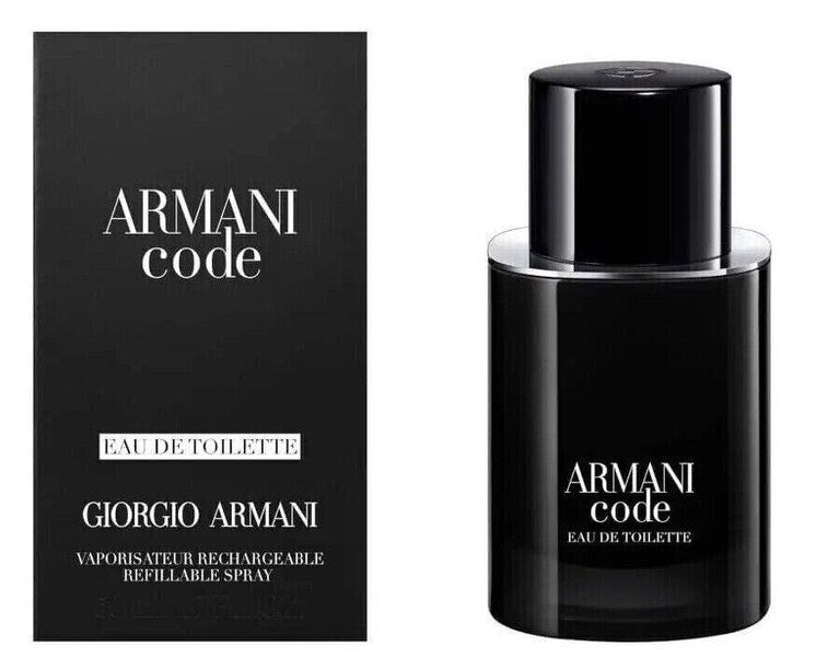 Giorgio Armani Armani Code 50ml Eau De Toilette EDT Rechargeable Refillable Spray For Him