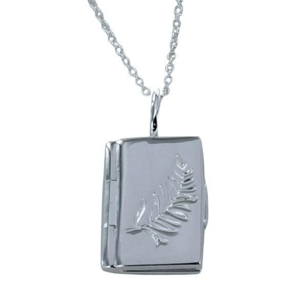 Sterling Silver Feather detail Book Locket - Reeves & Reeves