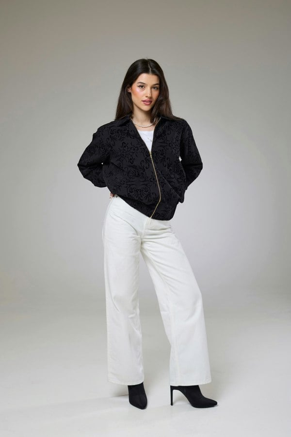 Isha's Timeless collection Vintage Black Velvet Bomber Jacket