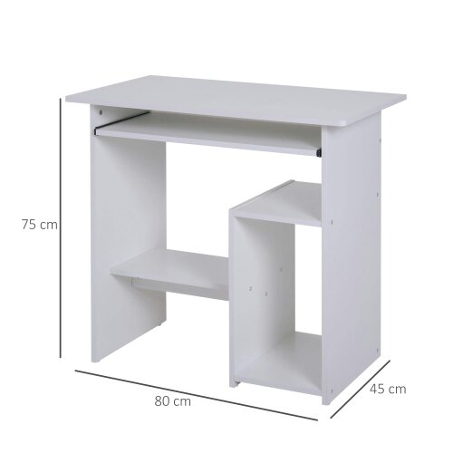 Wyld Haus Rolu 100cm Wooden White Compact Corner Desk With Keyboard Tray And Storage Shelves