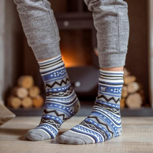 Heat Holders 2 Pairs Mens Thermal Slipper Socks 2.6 TOG Non Slip Double Layer Warm Socks