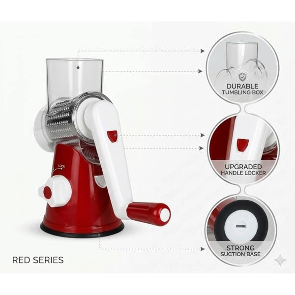 Dragodirect 3 in 1 Cheese Grater Rotary Shredder with Handle Kitchen Tool