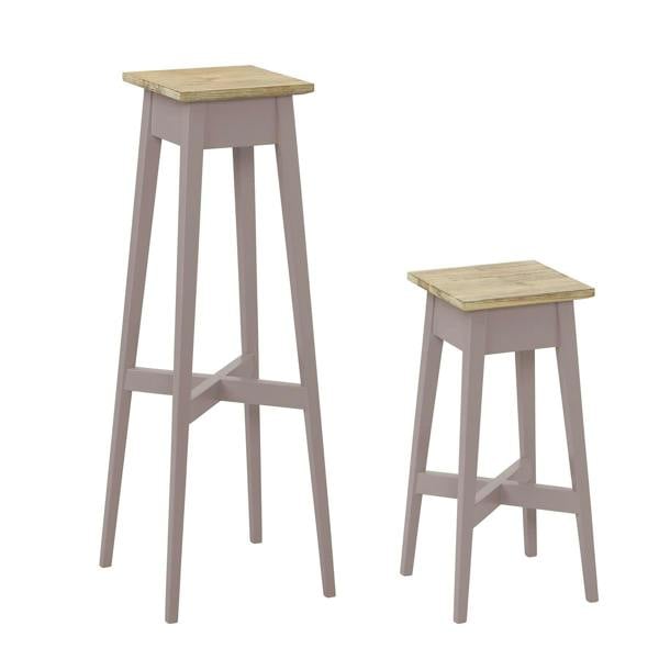 Statement Furniture Florence Plant Stands Set of 2, Tall Small Wooden Plant Holders Assembled