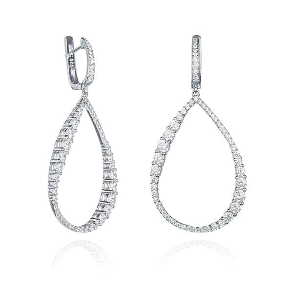 namana Long Drop Earrings in a Hollow Teardrop Shape in 925 Sterling Silver For Women