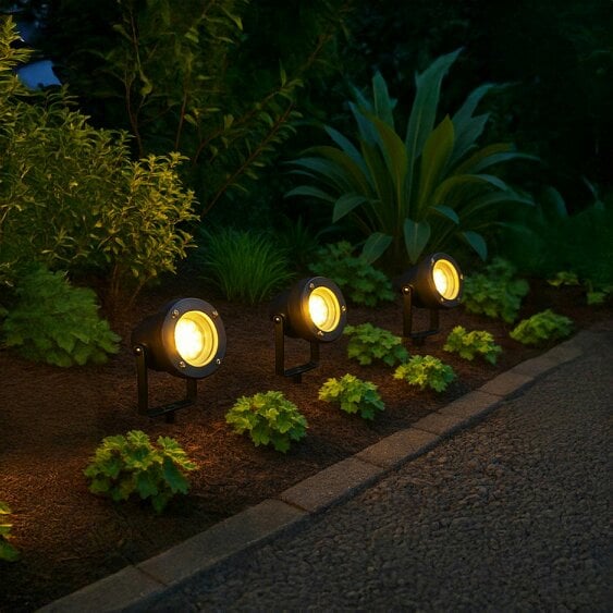 Happy Homewares Outdoor Garden 240v Spike Light in Matte Black with 50cm Cable