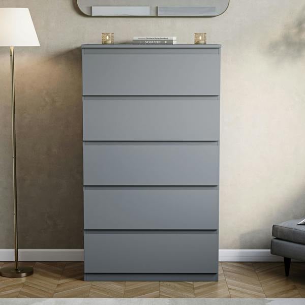 Vida Designs Denver 5 Drawer Chest, Black