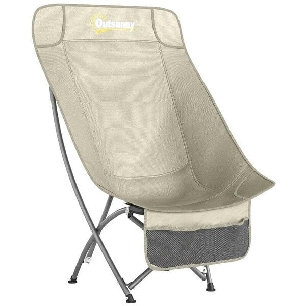 Camping Chair for Adults Heavy Duty Folding Camp Chair with Side Pocket and Carry Bag Khaki