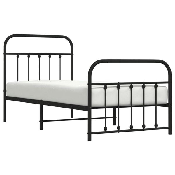 Berkfield Metal Bed Frame with Headboard and Footboard Black 90x200 cm