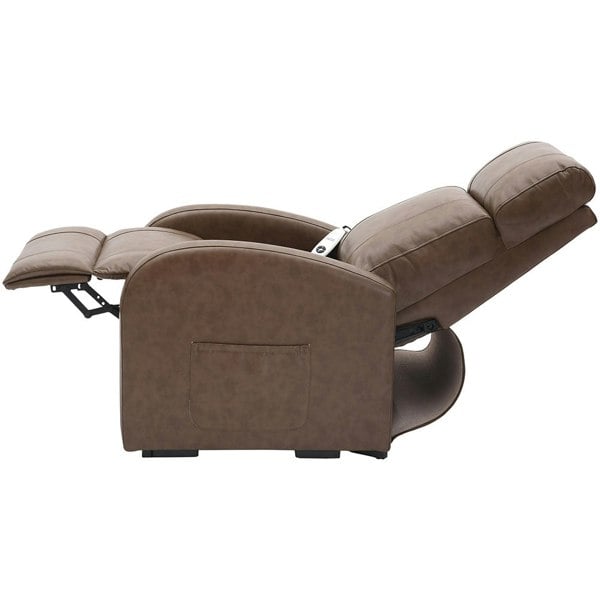 Single Motor Rise and Recline Lounge Chair - Nutmeg PU Leather Material Loops