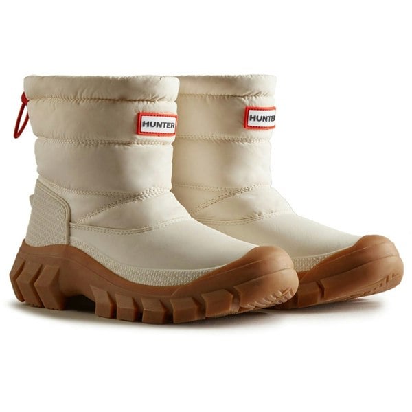 Hunter Intrepid Short Snow Boot Womens - White Willow/Gum