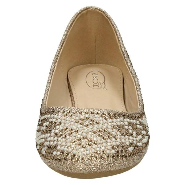 Spot On Ladies Spot On Diamante Bead Ballerinas F80385