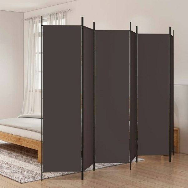 Berkfield 6-Panel Room Divider Brown 300x200 cm Fabric