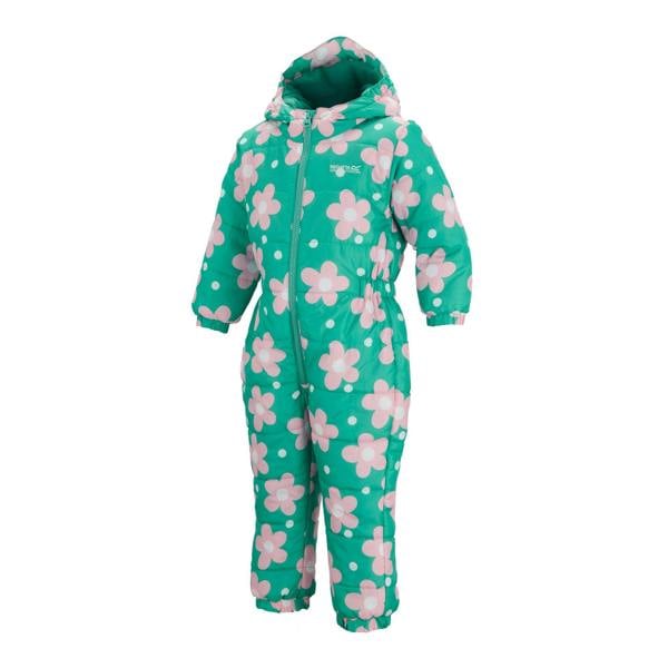 Regatta Childrens/Kids Penrose Floral Quilted Puddle Suit - Emerald Green - 
