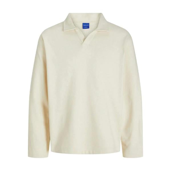 Jack And Jones Mens Split Neck Relaxed Fit Sweatshirt - Antique White - 