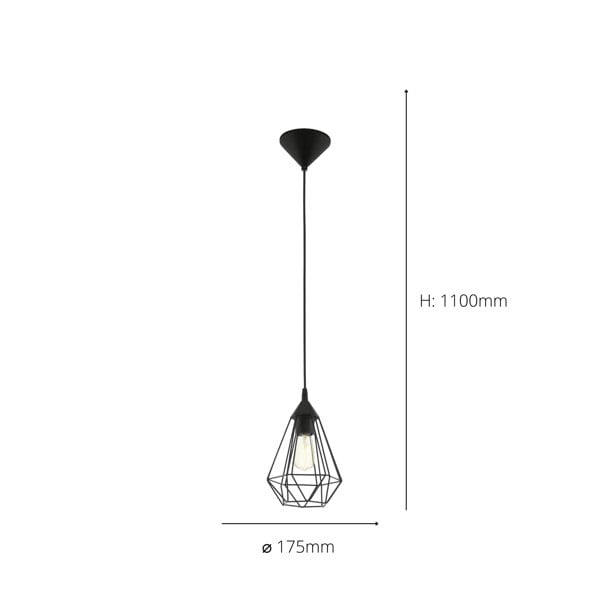 EGLO Tarbes 1-Light Black Geometric Pendant