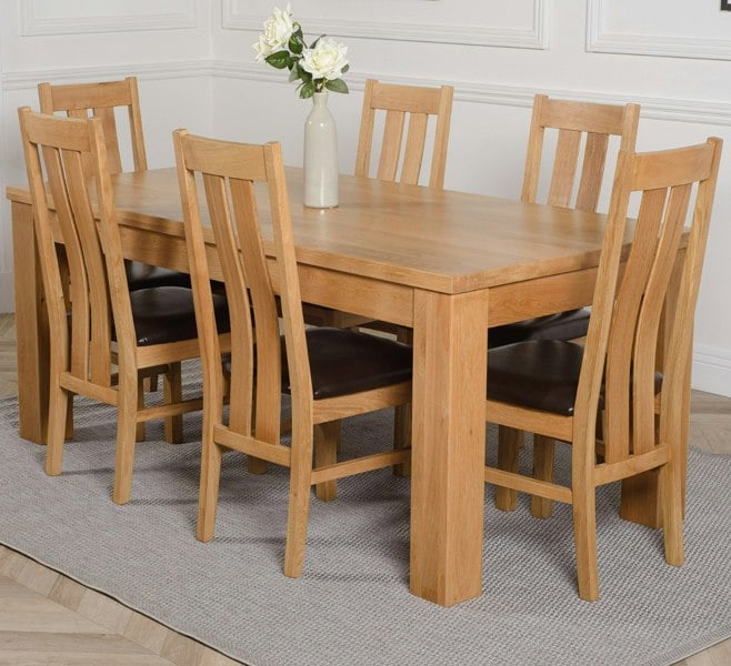 That's Furniture Dakota Large Oak Dining Table with Princeton Oak Chairs