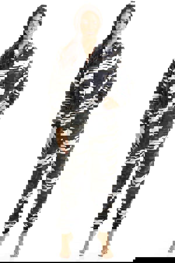 Camille Snow Camouflage Supersoft Fleece Zip Front Hooded All In One