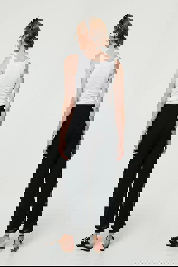 Black | High Waist Side Split Layered Trousers
