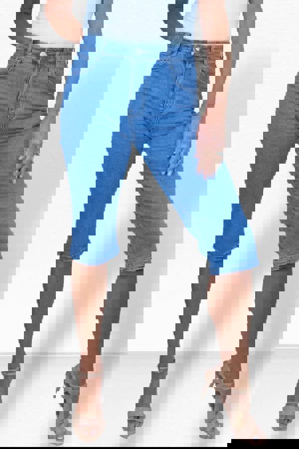 Paulo Due Women's High Waist Knee Length Jean Shorts