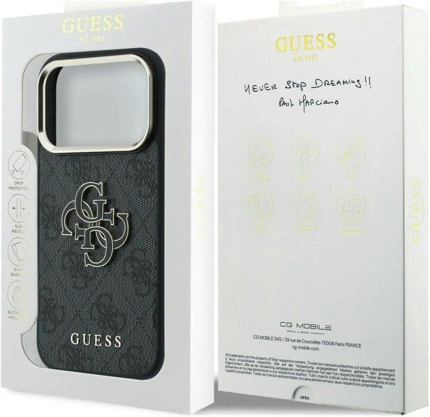 Guess 4G & Big Resin Logo Case for iPhone 17/18 Pro Max 6.9" Black - GUHCP18X6P4SRMLK