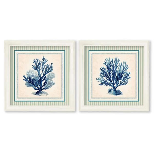 Exceptional Art Blue Sea Coral - Cream Hurstwood Square Frame
