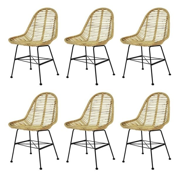 Berkfield Dining Chairs 6 pcs Natural Rattan