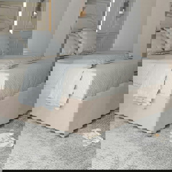 Casa Magna Arabella Upholstered Soft Velvet Metal Bed Frame - Cream