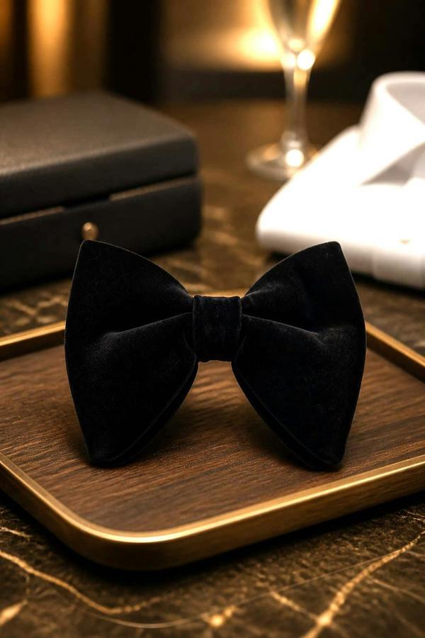 Pamoni Classic Black Velvet Tuxedo Bow Tie