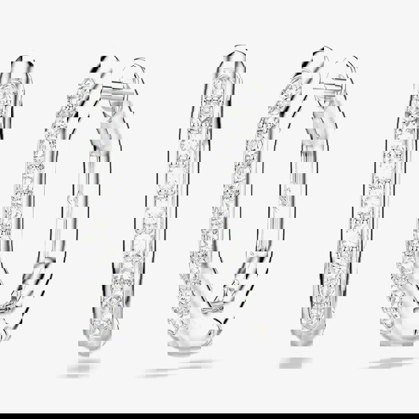 Swarovski Dextera Rhodium Plated White Crystal Octogan Hoop Earrings 5724585